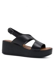 Lasocki Sandały LYRA ARC-3030-11 Czarny. Czarne sandały damskie Lasocki, bez wzorów, ze skóry, bez obcasa, na koturnie. Za 179.99 zł.