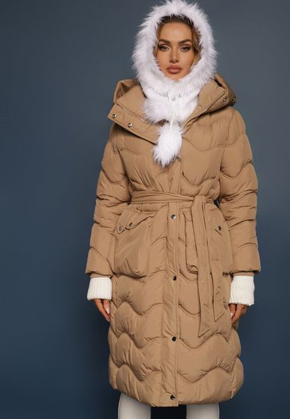 Ciemnobeżowa Kurtka Pikowana z Paskiem Begetir. Brązowe kurtki damskie Renee, na zimę, l, bez wzorów, bez kaptura. Za 169.99 zł.