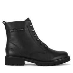 Trzewiki Remonte. Czarne botki damskie Remonte, bez obcasa, na płaskiej podeszwie, bez zapięcia. Za 423.00 zł.