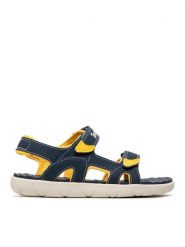 Timberland Sandały Perkins Row 2-Strap TB0A1QXY019 Granatowy. Niebieskie sandały chłopięce Timberland, ze skóry, bez zapięcia. Za 159.99 zł.