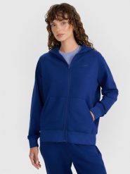 4F Bluza dresowa rozpinana z kapturem damska - granatowa XXL. Niebieskie bluzy z kapturem damskie 4f, xs, z bawełny. Za 159.99 zł.