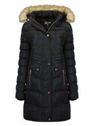 Geographical Norway Płaszcz zimowy "Badonna" w kolorze czarnym rozmiar: M. Czarne płaszcze damskie Geographical Norway, na zimę, m, bez wzorów, z puchu. Za 373.35 zł.