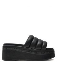 Tommy Jeans Klapki Tjw Wedge Sandal EN0EN02455 Czarny. Czarne klapki damskie Tommy Jeans, bez wzorów, z jeansu, bez obcasa. Za 239.99 zł.