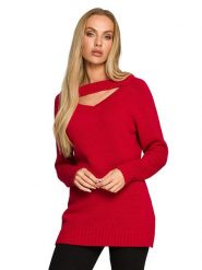 Made of emotion Sweter w kolorze czerwonym rozmiar: S/M. Czerwone swetry klasyczne damskie Made Of Emotion, m, bez kołnierzyka. Za 132.67 zł.