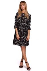 Letnia Sukienka w Drobne Kwiatki - Model 8. Brązowe sukienki damskie MOE, na lato, l, bez wzorów, z materiału, wizytowe, bez kołnierzyka, bez ramiączek. Za 239.90 zł.
