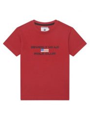 Beverly Hills Polo Club T-Shirt P-SS26B-TS0132 Czerwony Regular Fit. Czerwone t-shirty chłopięce Beverly Hills Polo Club, bez wzorów, z bawełny, bez ramiączek. Za 119.99 zł.