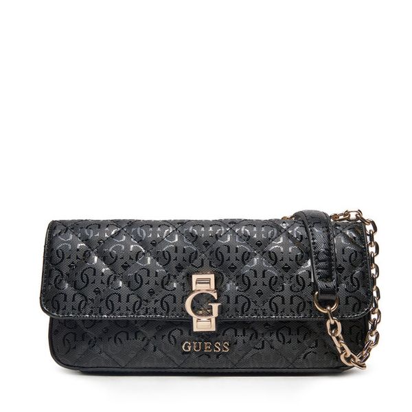 Torebka Guess. Czarne torebki klasyczne damskie Guess, z aplikacjami, wizytowe, bez kołnierzyka, bez ramiączek. Za 279.99 zł.