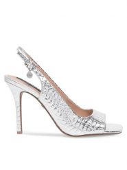 Nine West Sandały FF-1065 Srebrny. Szare sandały damskie Nine West, bez wzorów, z syntetyku, bez obcasa, na szpilce. Za 239.99 zł.