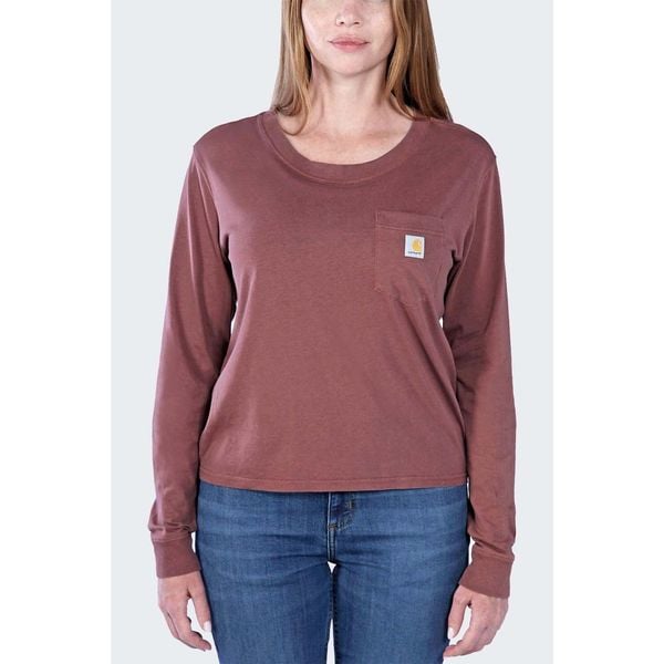 Koszulka bawełniana damska z długim rękawem Carhartt Lightweight Pocket. Brązowe bluzki damskie Carhartt, m, bez wzorów, z bawełny, bez kołnierzyka. Za 174.00 zł.