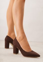 Ciemnobrązowe Casualowe Czółenka na Słupku Vices z Wkładką ze Skóry Naturalnej Maidra. Brązowe czółenka damskie Renee, bez wzorów, z jeansu, bez obcasa, na obcasie. Za 89.99 zł.