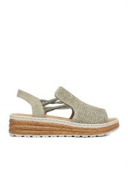 Rieker Sandały CEO-62741-52 Zielony. Zielone sandały damskie Rieker, bez wzorów, z materiału, bez obcasa, na koturnie. Za 319.99 zł.