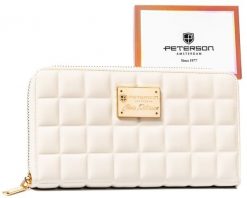 Stylowy portfel-piórnik damski z wypukłym zdobieniem - Peterson. Portfele damskie z aplikacjami. Za 34.00 zł.