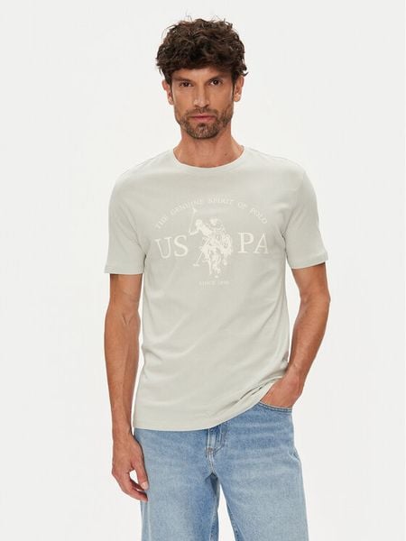 U.S. Polo Assn. T-Shirt MUP4203 Beżowy Regular Fit. Brązowe koszulki polo męskie U.S. Polo Assn., m, bez wzorów, z bawełny, bez ramiączek. Za 99.99 zł.