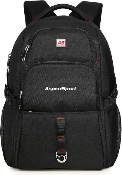 Plecak Aspensport 29 L Czarny - wodoodporny, z przegrodą na laptopa. Czarne plecaki męskie Erima, bez wzorów, z nylonu. Za 98.69 zł.