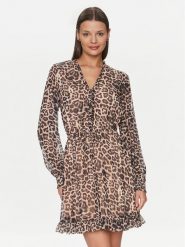 Guess Sukienka codzienna Vanessa W4GK42 WDW82 Brązowy Regular Fit. Brązowe sukienki damskie Guess, na co dzień, xs, z aplikacjami, z syntetyku, bez kołnierzyka, bez ramiączek, proste. Za 419.99 zł.