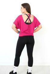 Bluzka damska do tańca i fitness z odkrytymi plecami Dancer malina 2skin. Czerwone bluzki sportowe damskie 2SkIN, uniwersalny, z materiału, bez kołnierzyka, bez ramiączek. Za 129.00 zł.