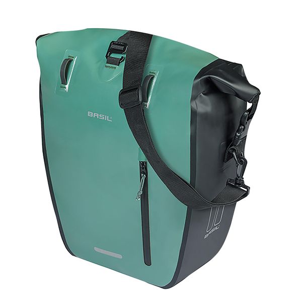 Pojedyncza torba rowerowa Rivo M MIK Hooks, srebrno-zielona. Zielone torebki klasyczne damskie BASIL, bez wzorów, bez dodatków. Za 299.95 zł.