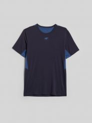 4F Koszulka trenignowa regular szybkoschnąca męska - niebieska M. Niebieskie t-shirty sportowe męskie 4f, l, bez ramiączek, na fitness i siłownię. Za 129.99 zł.