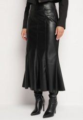 Czarna Spódnica z Ekoskóry z Rozszerzanym Dołem Avathrae. Czarne spódniczki damskie Born2be, m, bez wzorów, eleganckie, midi, proste. Za 129.99 zł.