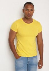 Żółty Klasyczny T-shirt z Bawełny Fodena. Żółte t-shirty damskie Born2be, l, bez wzorów, z bawełny, bez kołnierzyka. Za 19.99 zł.