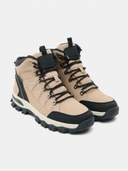Wodoodporne buty trekkingowe z imitacji skóry - beżowy. Brązowe buty trekkingowe męskie Sinsay, ze skóry, bez zapięcia, trekkingowe. Za 129.99 zł.