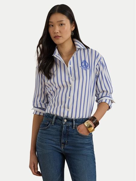 LAUREN RALPH LAUREN Koszula 200P08746001 Niebieski Relaxed Fit. Niebieskie koszule damskie Lauren Ralph Lauren, s, bez wzorów, z bawełny, bez kołnierzyka, bez ramiączek. Za 988.99 zł.