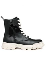 Geox Kozaki J Junette Girl J36HVG 000BC C9B1P M Czarny. Czarne kozaki dziewczęce Geox, bez wzorów, ze skóry, bez obcasa. Za 339.99 zł.