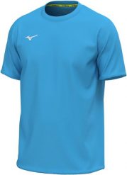 Koszulka Mizuno Team Core. Niebieskie bluzki sportowe damskie Mizuno, l, z materiału, bez ramiączek, do biegania. Za 120.50 zł.
