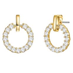 Lulu & Jane Okrag Mosiadz Zdobienie kryształkami Swarovski® Kolczyki 1 ct Damski. Białe kolczyki damskie Lulu & Jane, pozłacane, na sztyftcie. Za 199.99 zł.