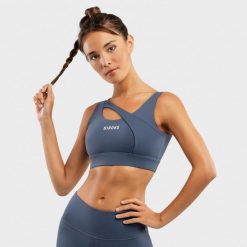 Stanik sportowy fitness damski - Wysokie wsparcie Cross Blue. Niebieskie biustonosze sportowe damskie SIROKO, bez wzorów, z nylonu. W wyprzedaży za 126.00 zł.