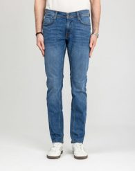Męskie Spodnie Jeansowe Mustang Style Oregon Tapered Denim Blue 1018014 5000 782. Niebieskie spodnie materiałowe męskie Mustang, bez wzorów, z denimu. Za 189.99 zł.