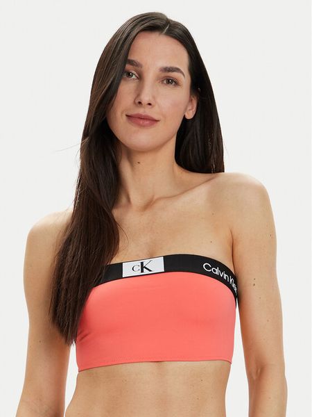 Calvin Klein Swimwear Góra od bikini KW0KW02355 Koralowy. Pomarańczowe bikini damskie Calvin Klein Swimwear, bez wzorów. Za 169.99 zł.