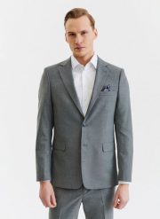 PAKO LORENTE – Szara gładka marynarka garniturowa. Szare marynarki męskie Pako Lorente, bez wzorów, z tkaniny. Za 399.99 zł.