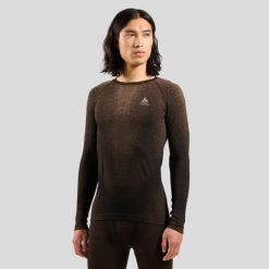 Bluza termoaktywna męska Odlo Performance Warm Blackcomb BL Top Crew Neck LS. Brązowe bluzy bez kaptura męskie Odlo, m. Za 297.99 zł.