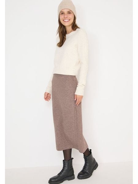 Cecil Spódnica dzianinowa w kolorze beżowym rozmiar: XL. Brązowe spódniczki damskie Cecil, xl, bez wzorów, z dzianiny, maxi, proste. Za 139.20 zł.
