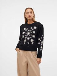Vero Moda Sweter "Gaia" w kolorze kremowo-czarnym rozmiar: M. Brązowe swetry klasyczne damskie Vero Moda, m, ze splotem, bez kołnierzyka. Za 92.42 zł.