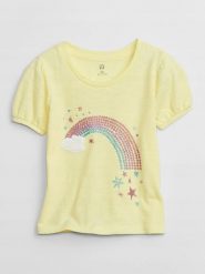 T-SHIRT DZIECIĘCY DZIEWCZĘCY Z KRÓTKIM RĘKAWEM. Żółte koszulki dziewczęce GAP, bez wzorów, bez ramiączek. Za 129.10 zł.