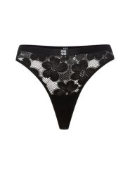HUGO Stringi - Bloom Lace Thong Kobiety Sztuczne włókno czarny, M. Czarne stringi damskie Hugo, m, bez wzorów, z koronki. Za 89.95 zł.