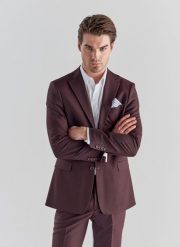 PAKO LORENTE – Marynarka męska garniturowa P21WF-3G-079-D. Czerwone marynarki męskie Pako Lorente, bez wzorów, z elastanu. Za 499.99 zł.