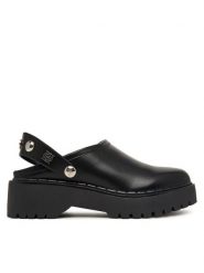 Guess Klapki FLTWNE ELE01 Czarny. Czarne klapki damskie Guess, z aplikacjami, ze skóry, bez obcasa. Za 584.99 zł.