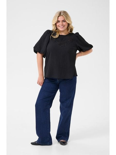 KAFFE curve Bluzka w kolorze czarnym rozmiar: 46. Czarne bluzki damskie KAFFE curve, bez wzorów, bez kołnierzyka, bez ramiączek. Za 126.99 zł.
