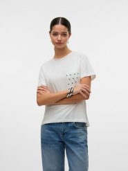Vero Moda Koszulka w kolorze białym rozmiar: S. Białe bluzki damskie Vero Moda, s, bez wzorów, z bawełny, bez kołnierzyka. Za 30.71 zł.