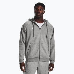 Bluza Męska Rozpinana Sportowa Under Armour Rival Fleece Fz Hoodie. Szare bluzy bez kaptura męskie Under Armour, bez wzorów, sportowe, bez kołnierzyka, bez ramiączek. Za 249.99 zł.