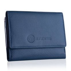 Portfel damski BETLEWSKI BPD-SS-14 NIEBIESKI. Niebieskie portfele damskie Betlewski, bez wzorów, ze skóry. Za 139.99 zł.