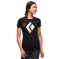 Koszulka sportowa damaska Black Diamond CHALKED UP TEE z krótkim rękawem. Czarne bluzki sportowe damskie Black Diamond, xs, bez wzorów, bez ramiączek. Za 190.50 zł.