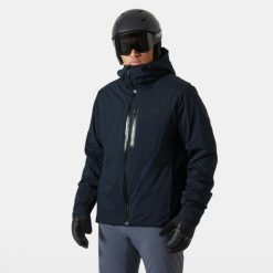 Kurtka narciarska Helly Hansen Swift. Niebieskie kurtki męskie Helly Hansen, m, bez wzorów, bez kaptura, narciarskie, primaloft. W wyprzedaży za 1,420.50 zł.