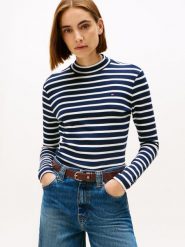 Tommy Hilfiger koszulka z długim rękawem - Kobiety Bawełna niebieski|biały, XS. Białe t-shirty damskie Tommy Hilfiger, xs, bez wzorów, z bawełny, bez kołnierzyka. Za 169.95 zł.