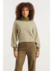 Smashed Lemon Sweter w kolorze oliwkowo-kremowym rozmiar: XXL. Brązowe golfy damskie Smashed Lemon, xxl, bez wzorów, bez ramiączek. Za 126.99 zł.