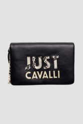 JUST CAVALLI Czarna torebka C Cut Out Logo. Czarne torebki klasyczne damskie Just Cavalli, bez wzorów, bez dodatków. W wyprzedaży za 399.99 zł.