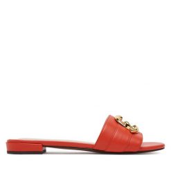 Klapki Coccinelle. Czerwone klapki damskie Coccinelle, bez wzorów, bez obcasa. Za 739.99 zł.